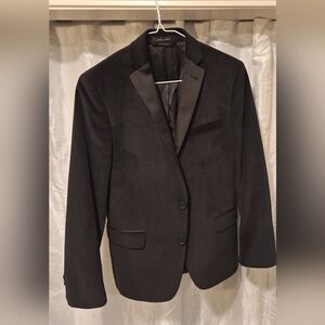 Boy’s Lauren Ralph Lauren Contrast Collar Black Polyester Suede Velvet Blazer 14